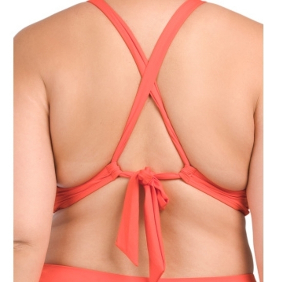 La Blanca High Neck Ruched Tie Back Halter Swim Top Size 18W - Picture 2 of 12